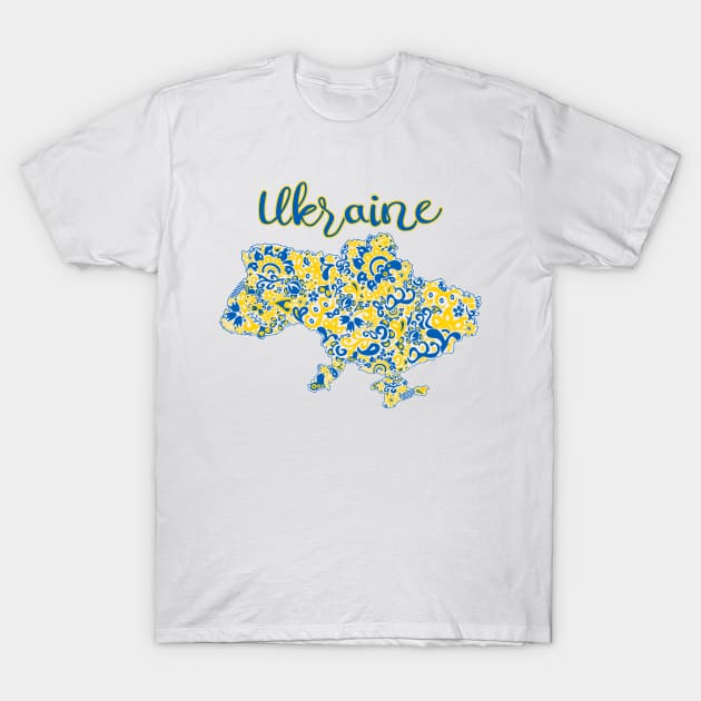 Folkloric pattern map of Ukraine typography T-Shirt by Cute-Design